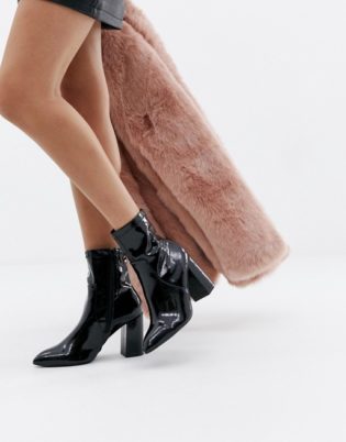 Public Desire Raya Black Patent Sock Boots