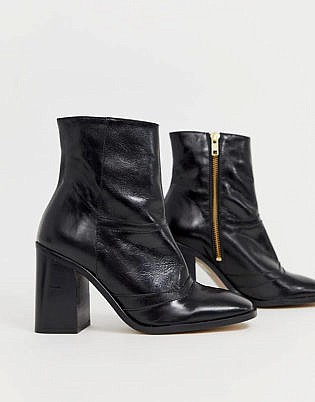 glossy black ankle boots