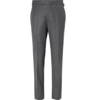 Rocketman Grey Slim Fit Wool Flannel Suit Trousers