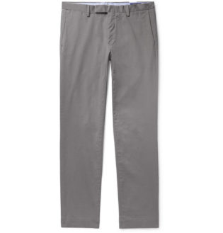Slim Fit Tapered Cotton Blend Twill Chinos