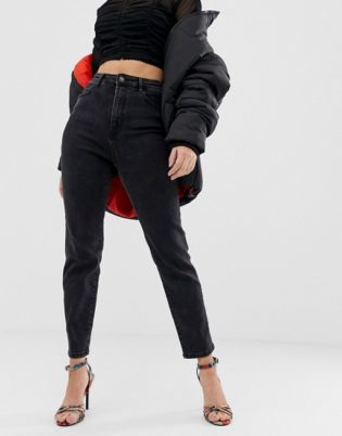 Stradivarius Mom Jean With Stretch In Black