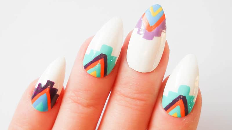 Tribal Almond Shaped Nails