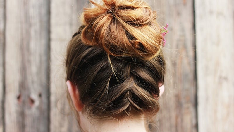 Upside Down Braid Into Bun