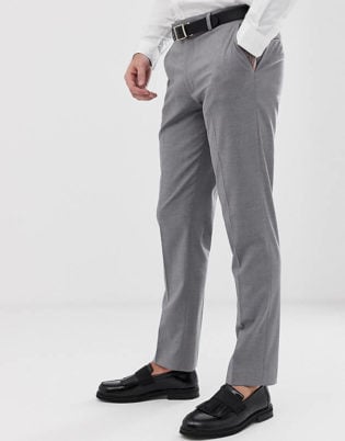Asos Design Slim Smart Pants In Gray