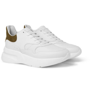 Exaggerated Sole Suede Trimmed Leather Sneakers