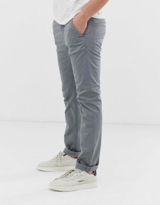 grey pants black shoes