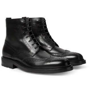 Polished Leather Wingtip Brogue Boots