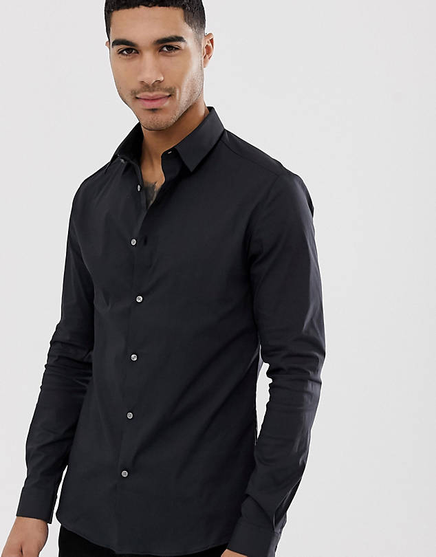 black shirt grey pants casual