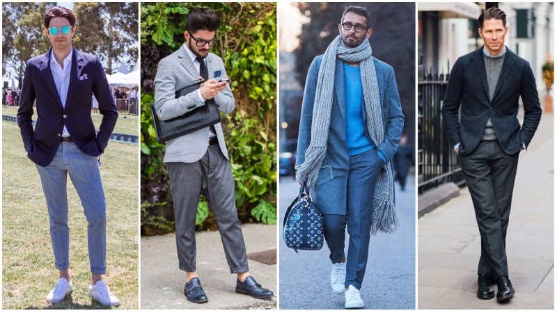 What colour trousers with grey jacket