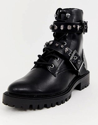 Stradivarius Buckle Biker Boot
