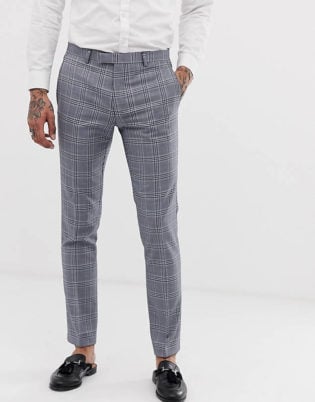 Twisted Tailor Super Skinny Suit Pants In Gray Check