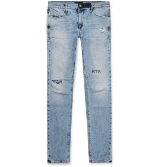 1 Skinny Fit Printed Distressed Stretch Denim Jeans