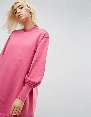 Asos Oversized Sweat Dress With Balloon Sleeve