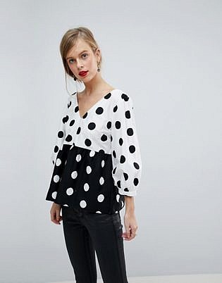 Asos V Neck Top In Mixed Spot