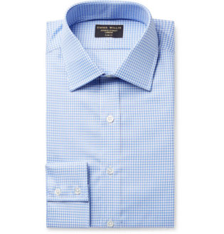 Blue Slim Fit Gingham Cotton Oxford Shirt