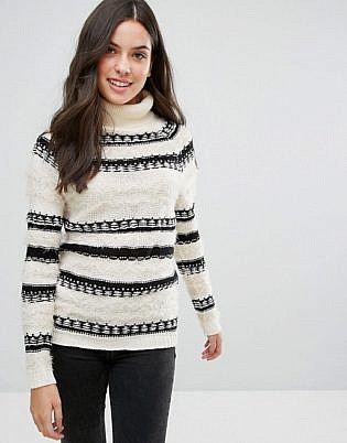 Brave Soul Osha Roll Neck Stripe Jumper