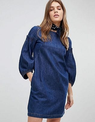 Esprit Balloon Sleeve Denim Dress