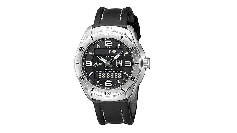 Luminox Men's Sxc:xcor Pilot Pro Titanium Swiss Quartz Aviator Watch With Leather Calfskin Strap, Black, 23 (model 5241)