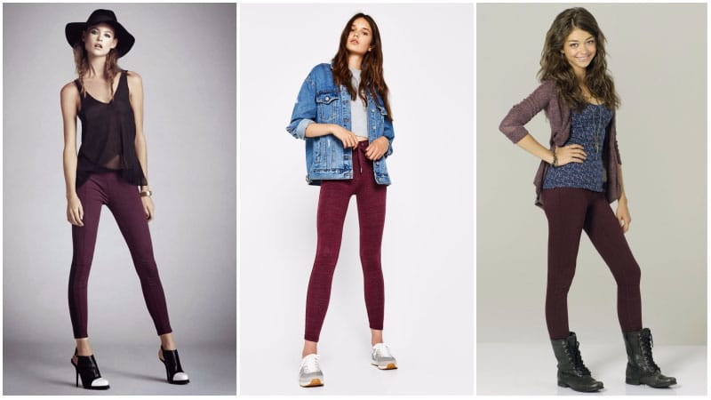 Maroon Leggings Outfits