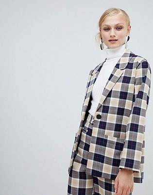 Monki Check Oversized Blazer