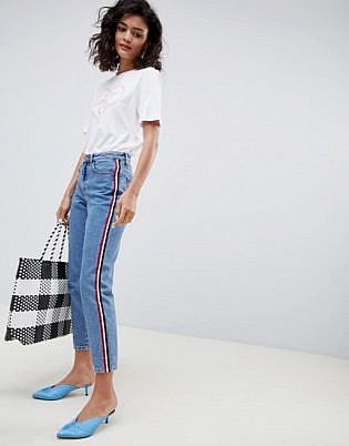 New Look Side Stripe Mom Jean