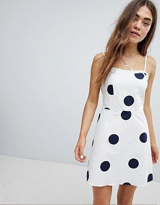 Nobody's Child Cami Dress With Ruffle Detail In Polka Dot