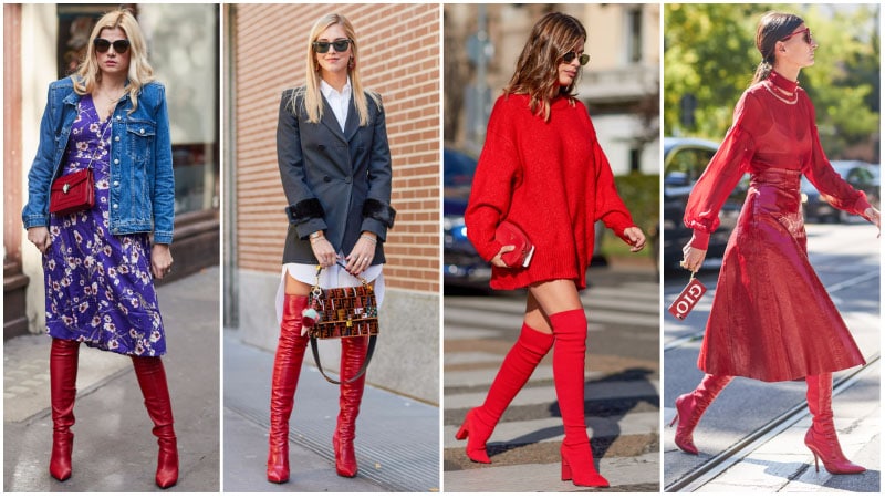 Red Thigh-High Boots