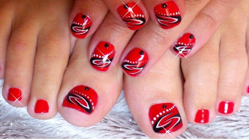 Red and Black Toenails