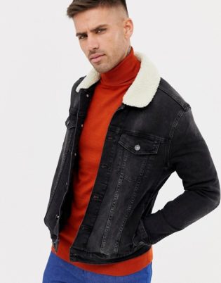 red colour denim jacket