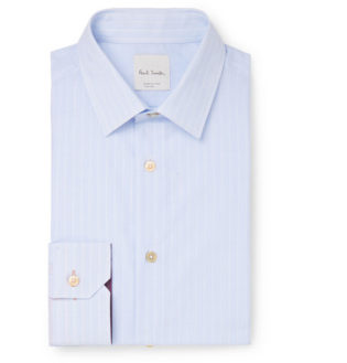 Slim Fit Pinstriped Cotton Poplin Shir