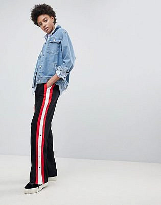Stradivarius Side Stripe Popper Pants