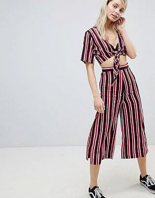 Wednesday's Girl Wide Leg Culotte In Stripe Co Ord