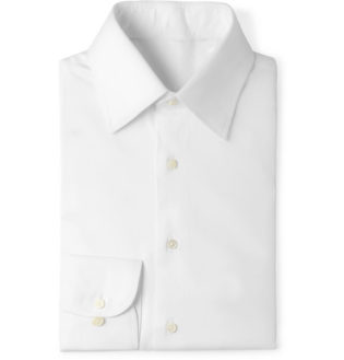 White Slim Fit Cotton Twill Shirt