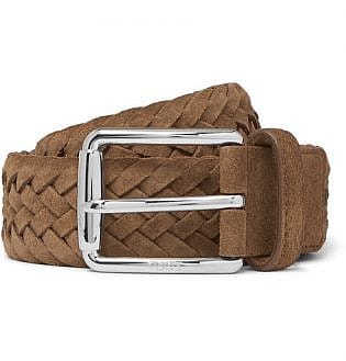 3.5cm Tan Woven Suede Belt