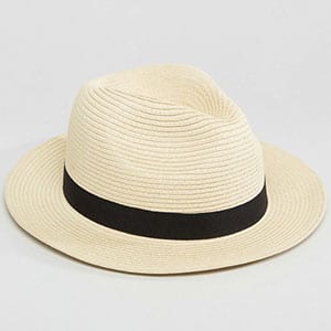ASOS Straw Fedora Hat In Beige