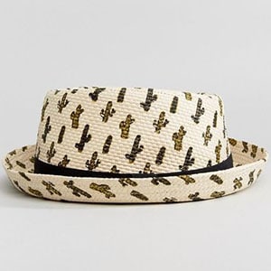 ASOS Straw Pork Pie With Cactus Print