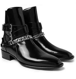 Chain Detailed Leather Jodhpur Boots