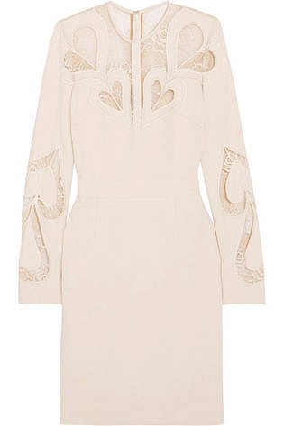 Elie Saab Lace Paneled Crepe Dress