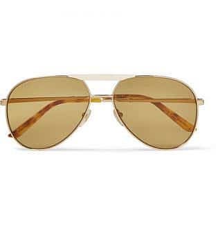 Endura Aviator Style Gold Tone And Horn Effect Sunglasses