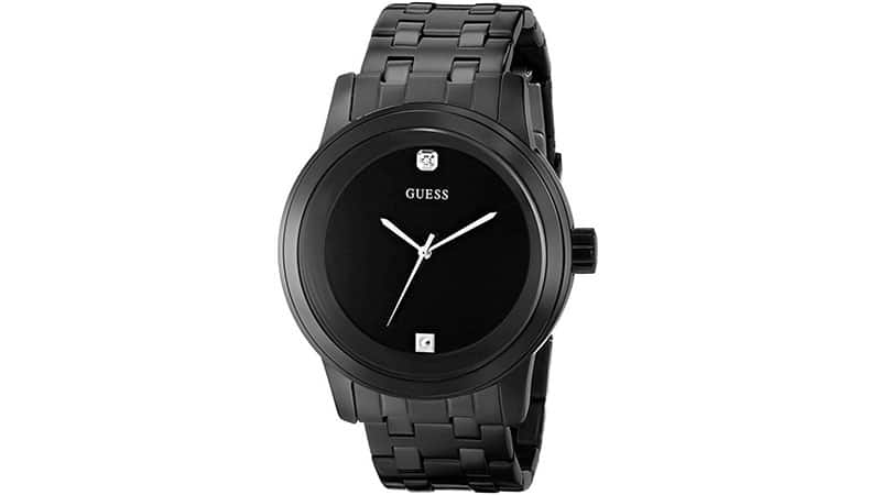 GUESS Men's U12604G1 Self Assured Round Diamond Accent Black IP Watch