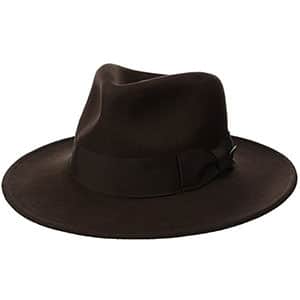 Indiana Jones Men's Wool Felt Water Repellent Outback Fedora with Grosgrain