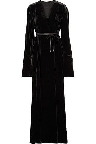 Michael Lo Sordo Wrap Effect Velvet Maxi Dress