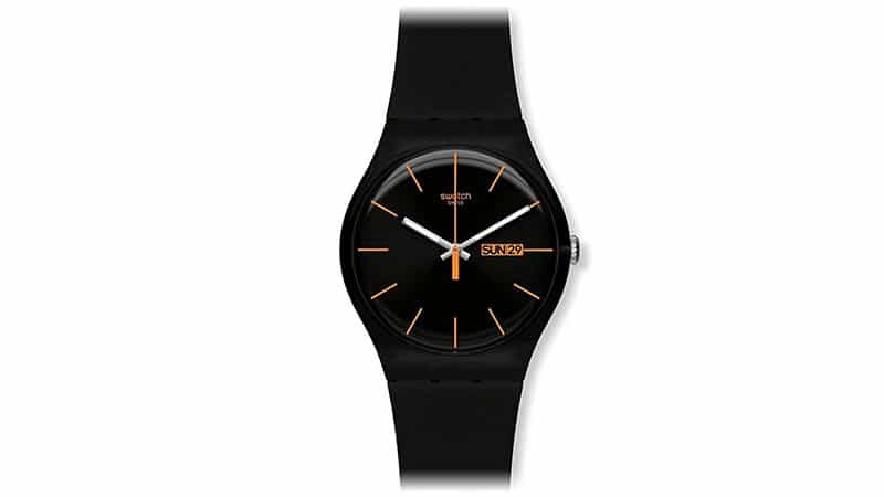 Swatch SUOB704 dark rebel black silicone strap black dial unisex watch NEW