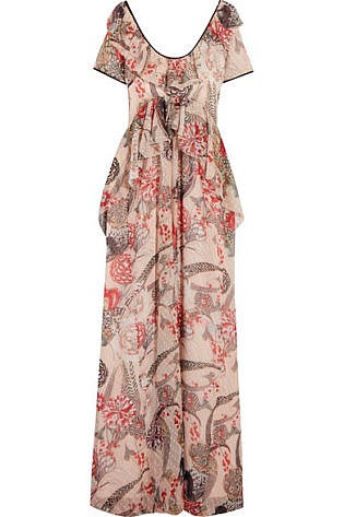Temperley London Shire Ruffled Printed Swiss Dot Chiffon Maxi Dress