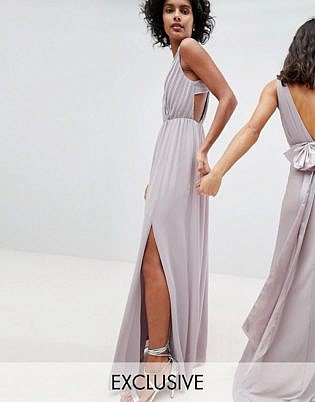 Tfnc Pleated Maxi Bridesmaid Dress With Back Detail