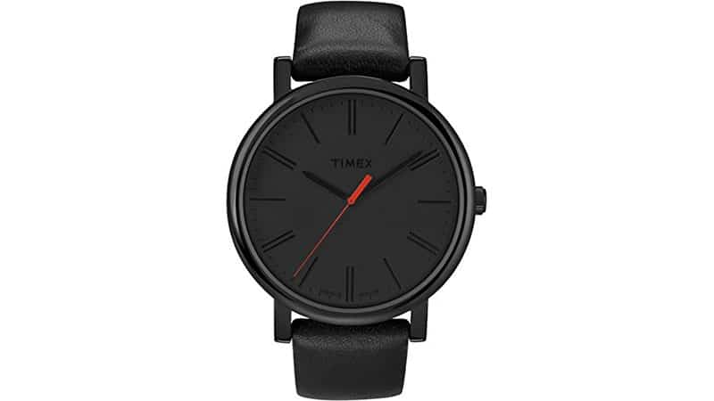 Timex Easy Reader Black Leather Strap Mens Watch T2N794