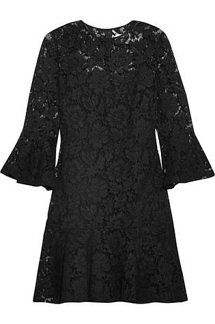 Valentino Ruffled Cotton Blend Guipure Lace Mini Dress