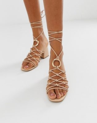 Asos Design Harvey Knotted Ring Detail Sandals