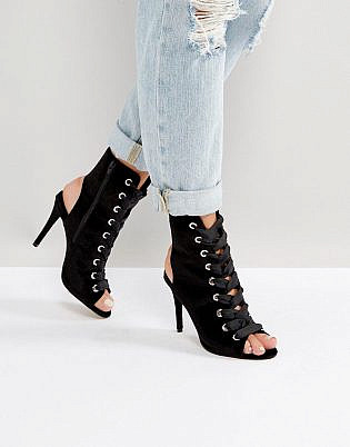 ASOS ELSIE Lace Up Peep Shoe Boots
