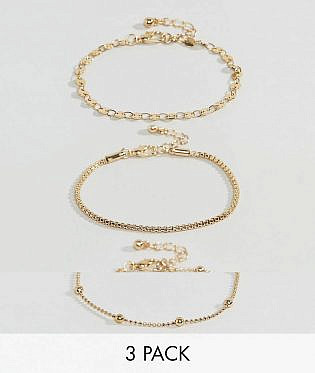 ASOS Pack of 3 Disc and Ball Chain Bracelets